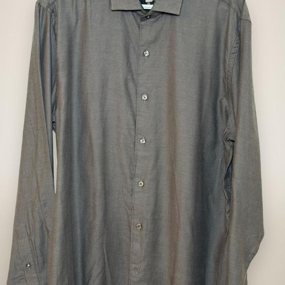 Ted Baker gray shirt with subtle checkered pattern, size L. Brand new, tags miss